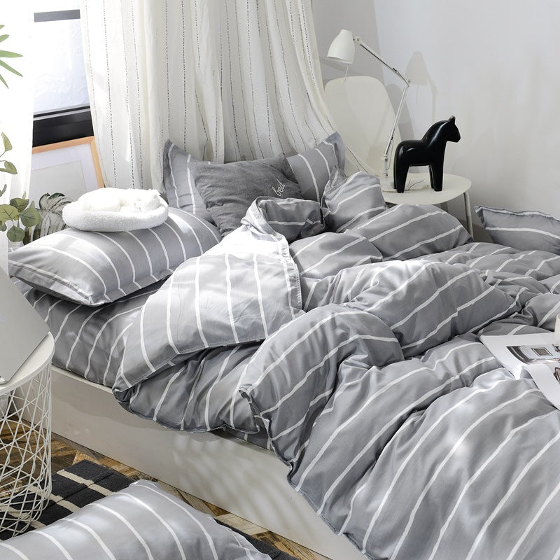 Simple Skin-Friendly Cotton Bedding Set - Multiple Sizes & Patterns