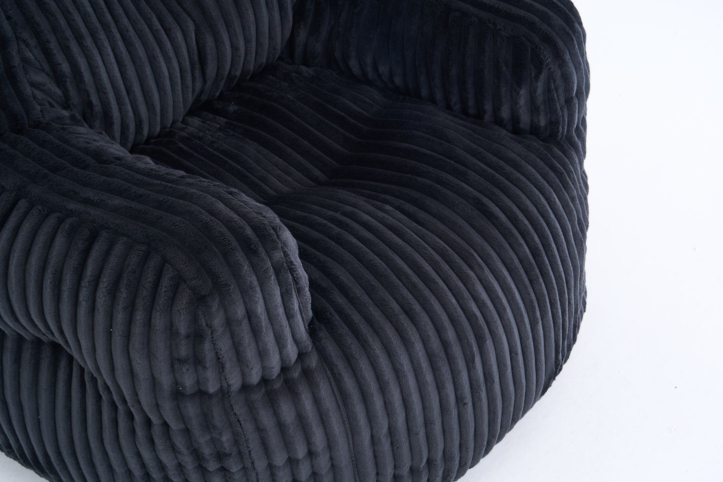Soft Fluffy Corduroy Bean Bag Chair with Memory Foam - Black