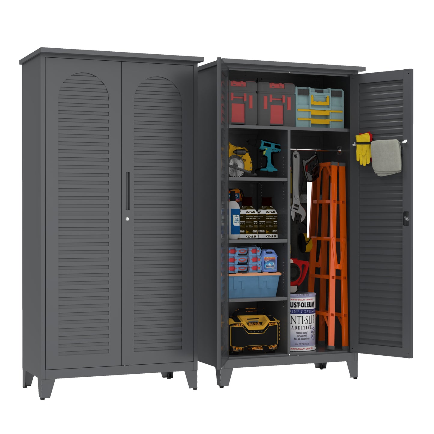 73'' Tall Metal Tool Storage Cabinet - Slate Finish