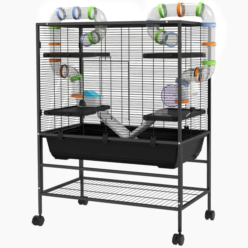 Small Animal Cage for Hamsters & Gerbils with Tubing, Wheel & Ramps