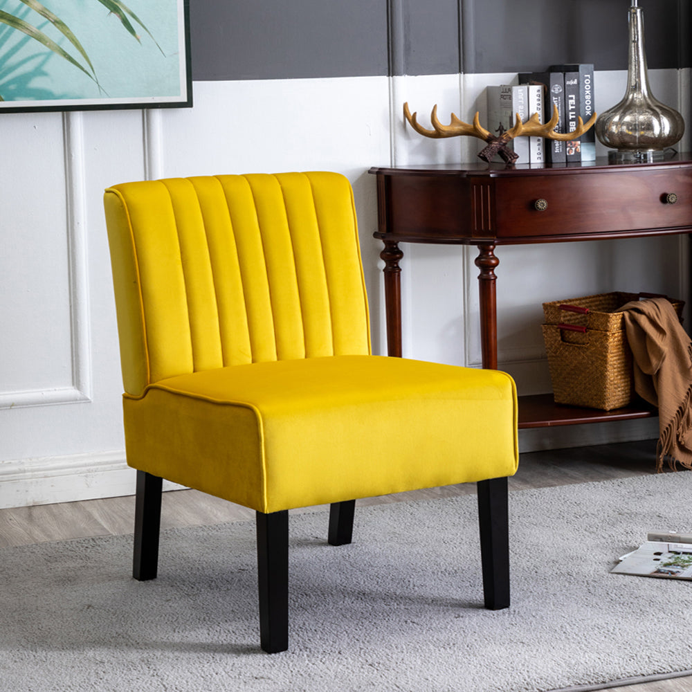 Reese Mid Century Modern Accent Chairs Set of 2 - Yellow Velvet