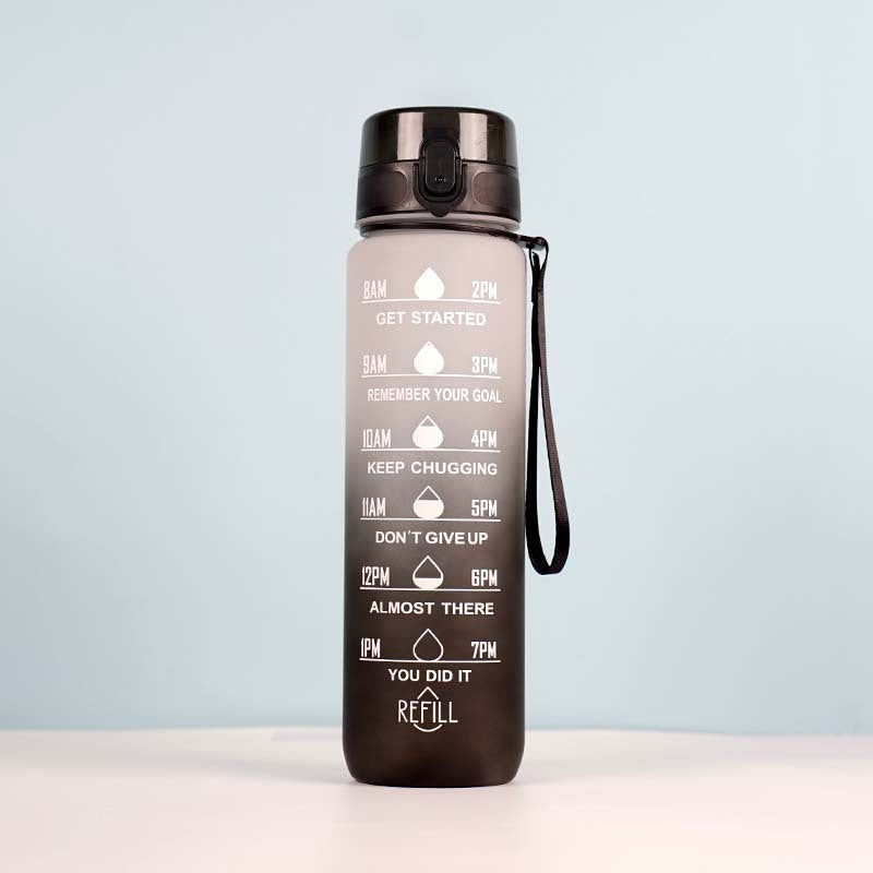 Large Capacity Sports Water Bottle - Gradient Cup with Lanyard 1000ml