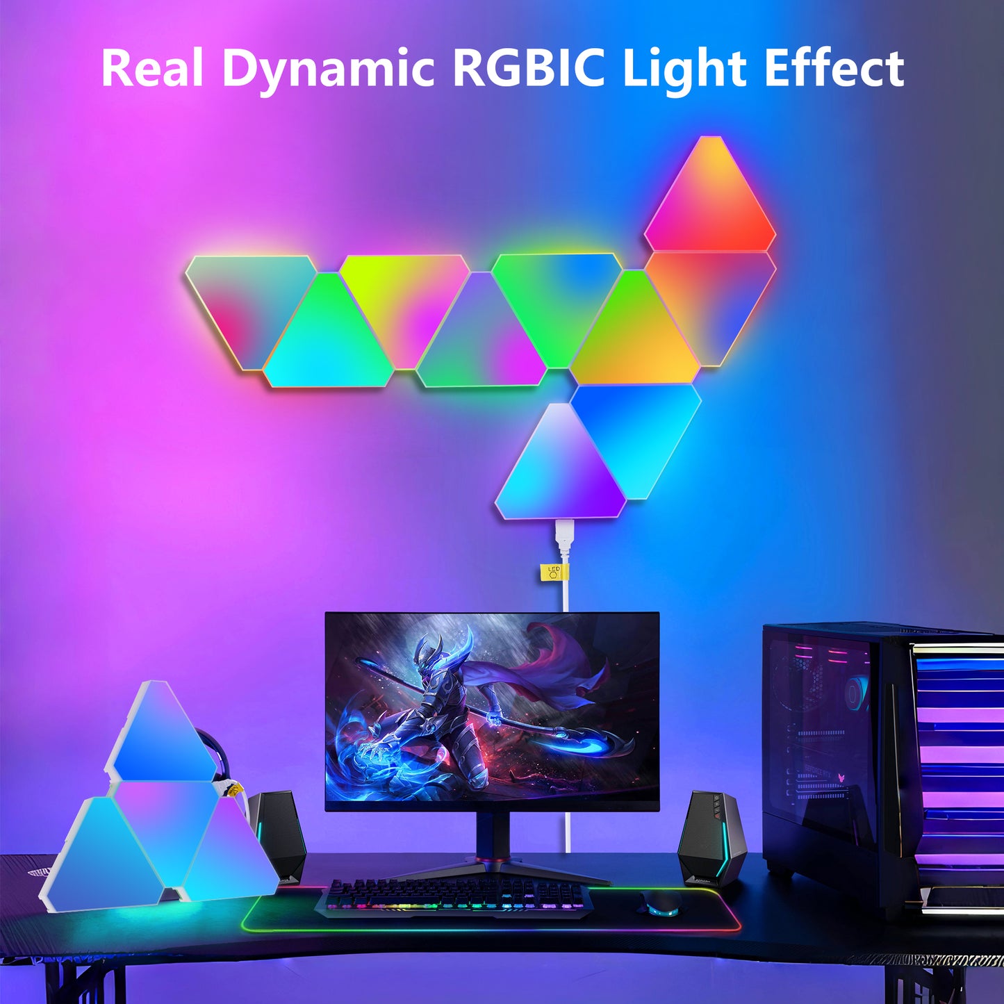 RGB Modular LED Wall Panel Lights - Music Sync, App Control for Bedroom & Game Room Decor