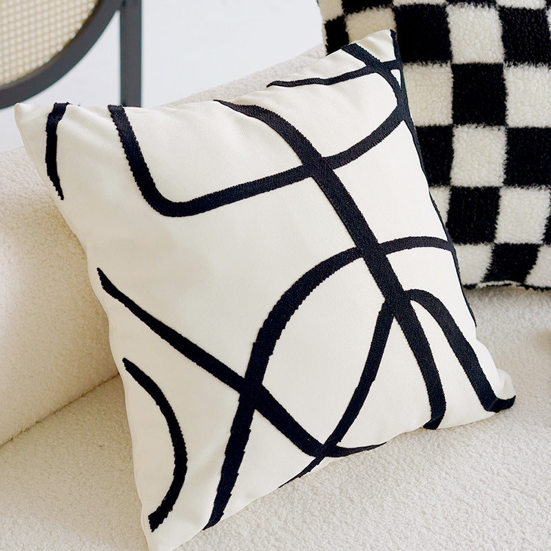 Modern Black and White Decorative Throw Pillow Cover Set - Various Styles and Sizes