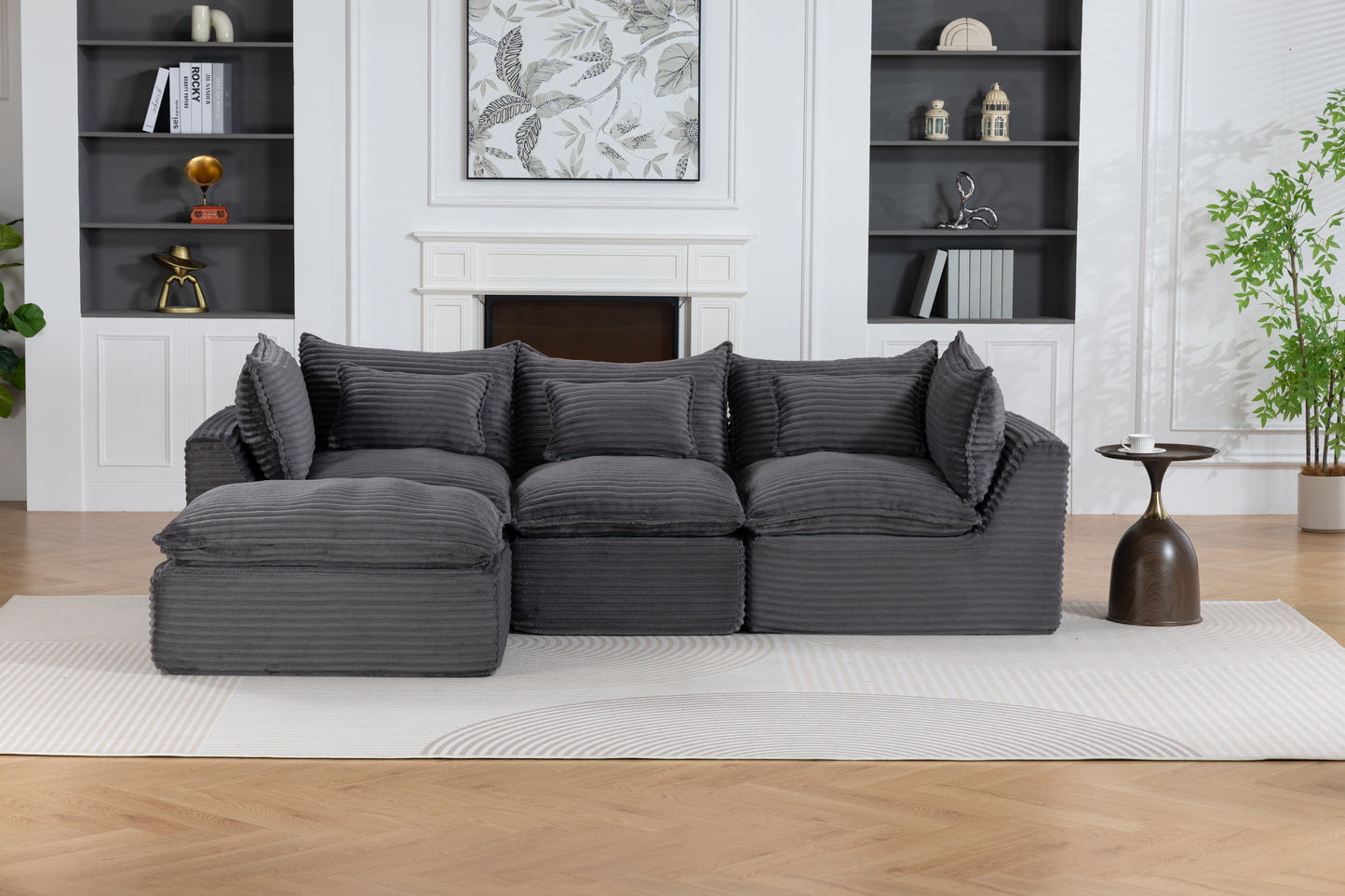 102.3" Modular Sectional Sofa - Comfy Corduroy in Antique Grey