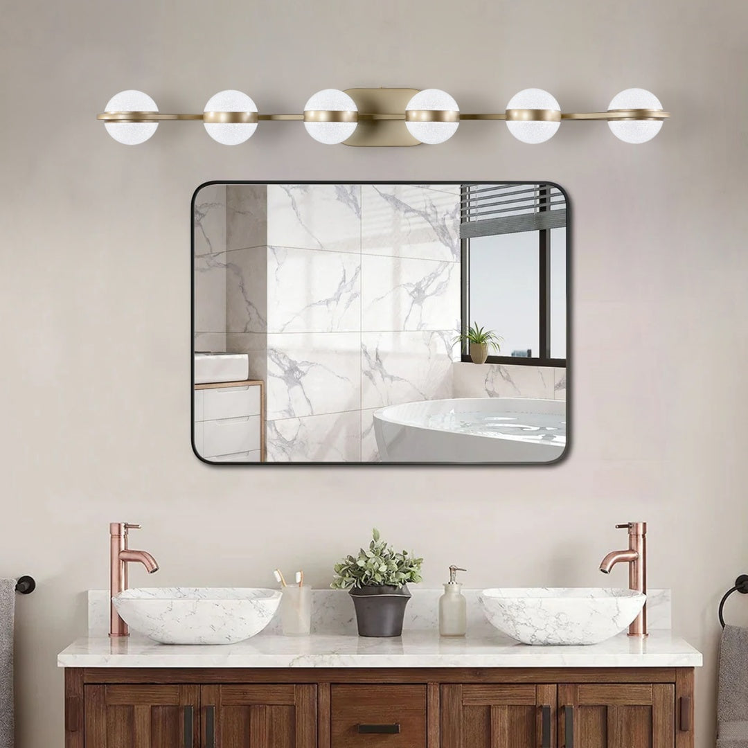 43-Inch Gold LED Bathroom Vanity Light Fixture - 6 Lights