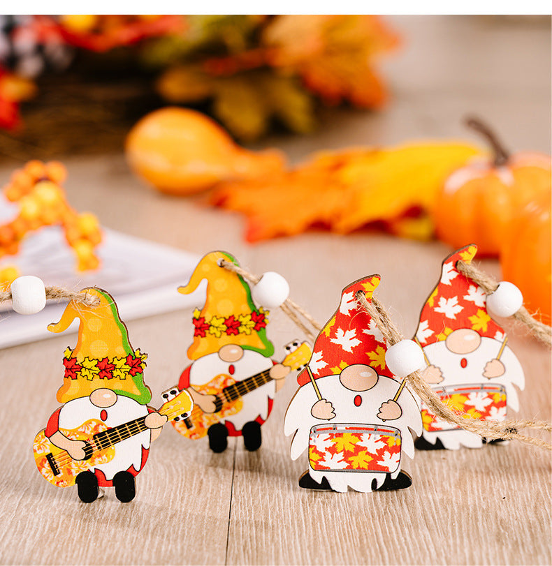 12-Pack Harvest Season Wooden Pendant Decorations - Festive Home & Party Decor