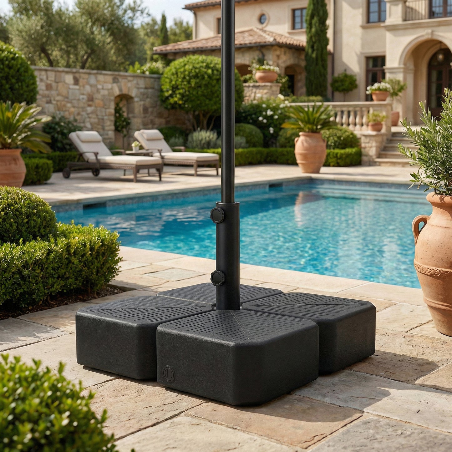 Outdoor Umbrella Base with Wheels for 1.5" & 1.89" Poles - Black
