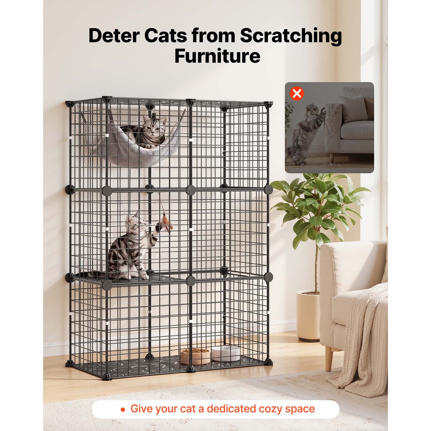 Large 3-Tier Indoor Cat Cage & Playpen - Metal Wire Exercise Enclosure for Cats & Small Animals