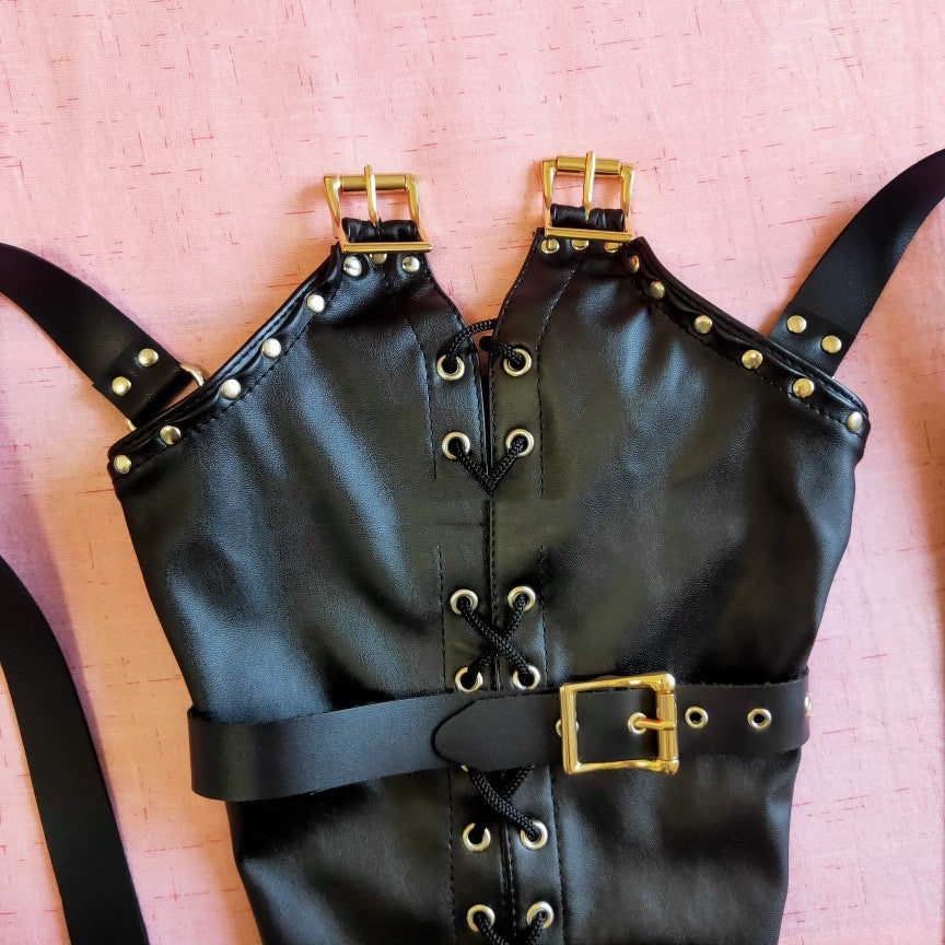Adult Restraint Toy for Female BDSM Restraints Black Leather Restraint Set