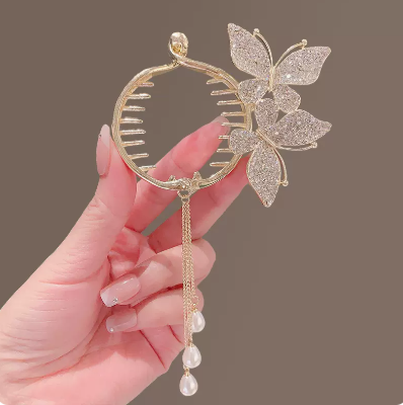 Butterfly Hair Clips - High Ponytail Grab Clips, Set of 2