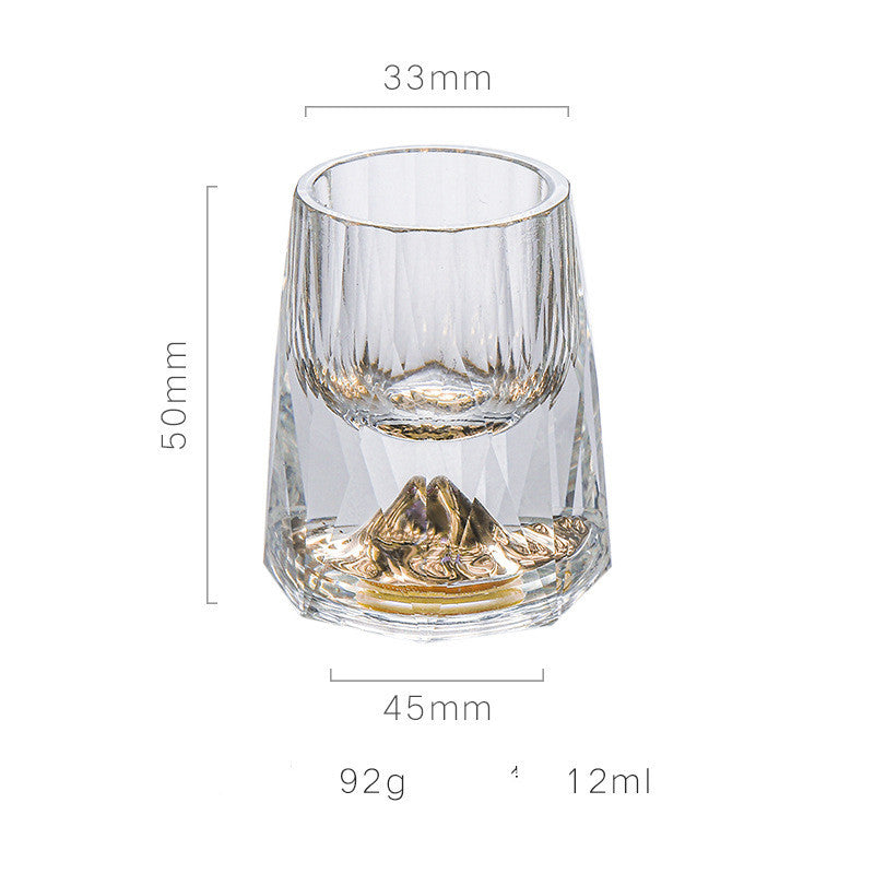 Gold Foil Crystal Liquor Cup - Octagonal Iceberg & Jinshan Styles