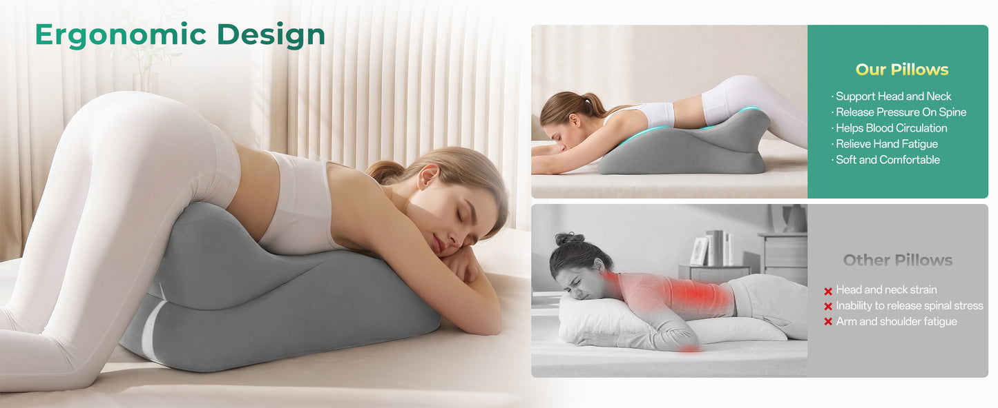 Ergonomic Memory Foam Support Pillow for Couples - Grey