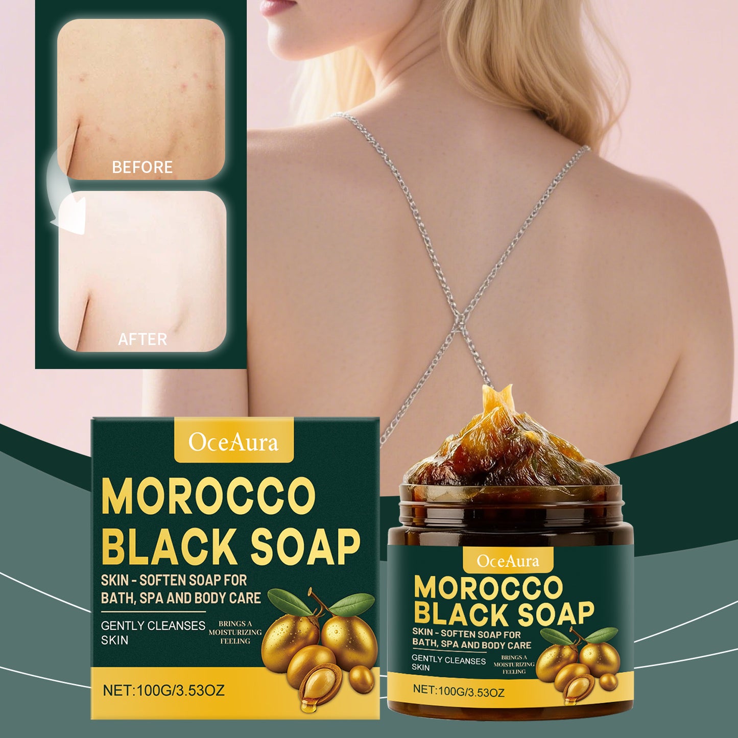Black Soap Bath Bar 100g - Gentle Moisturizing Body Cleansing