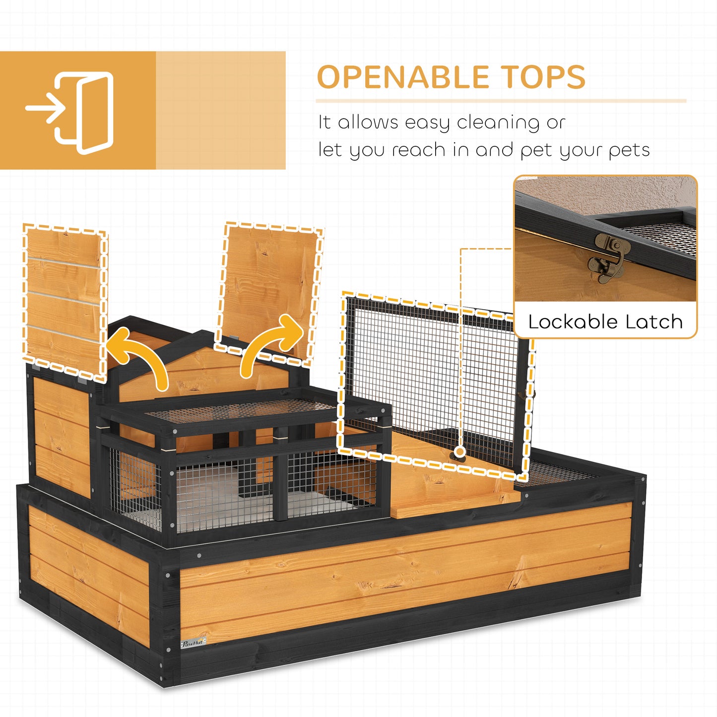 Large 3-Room Tortoise Habitat House with Balcony & Openable Roofs - Yellow