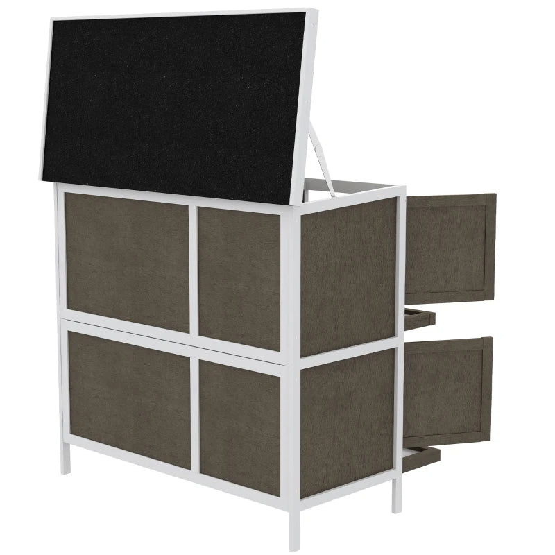 Wooden Bunny Hutch with Ramp - Indoor Outdoor Pet House for Small Rabbits
