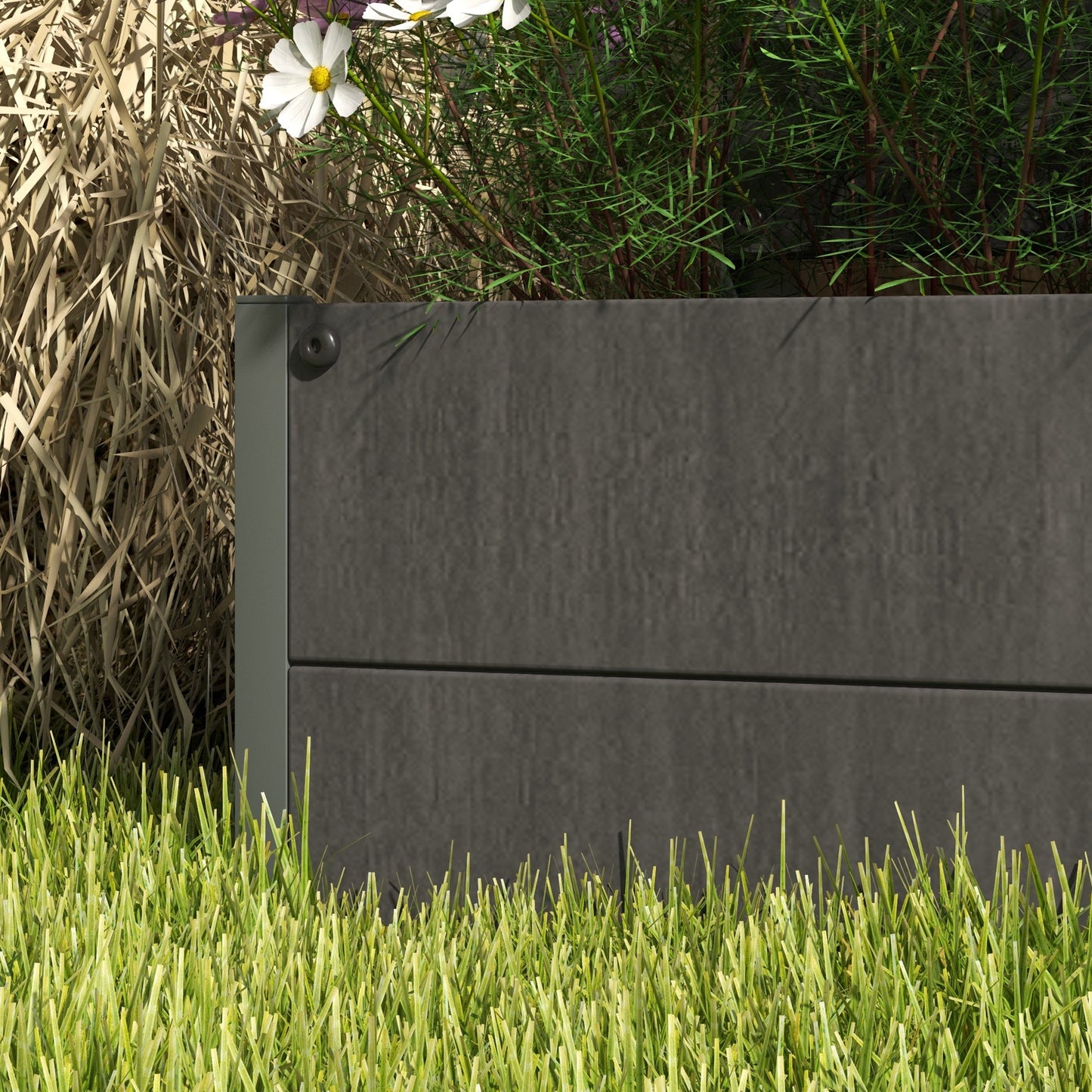 Raised Garden Bed with Trellis - Outdoor Climbing Plant Planter Box - Dark Gray 960x405x175 mm