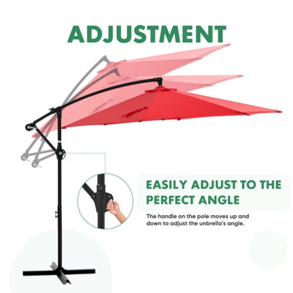 10ft Outdoor Patio Offset Umbrella with Aluminum Stand UV Protection Red