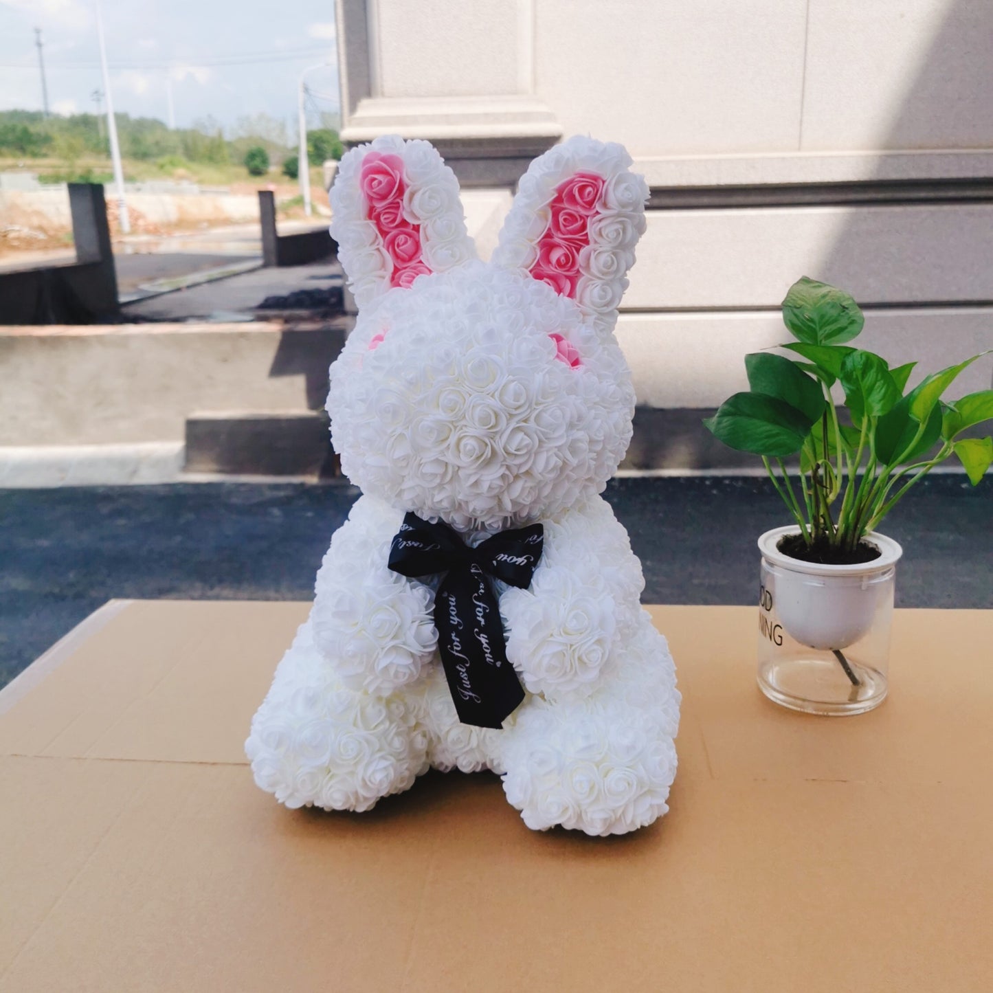 45cm Romantic Rose Bunny Decoration for Valentine's Day Wedding Engagement Party
