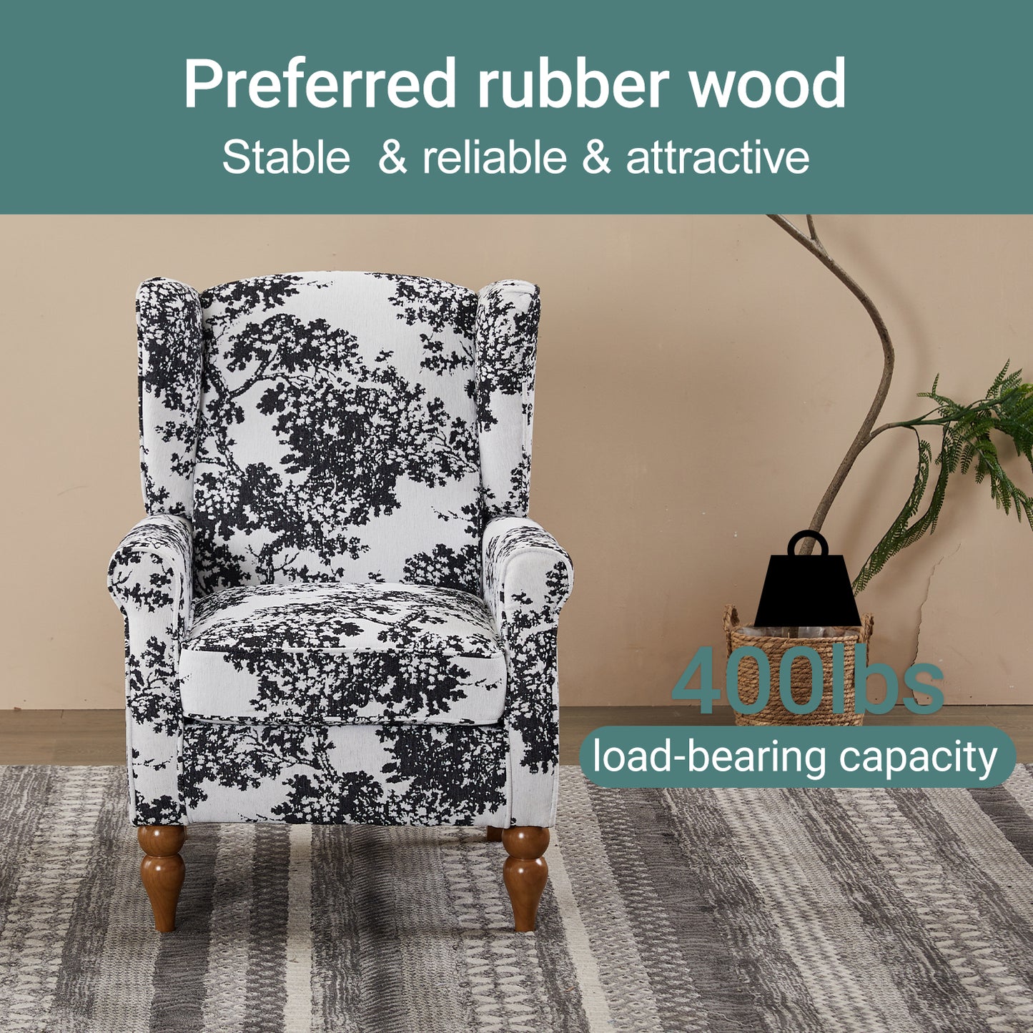 Coffee Table & Armchair Set,Vintage Luxury Style,a High-back Reading