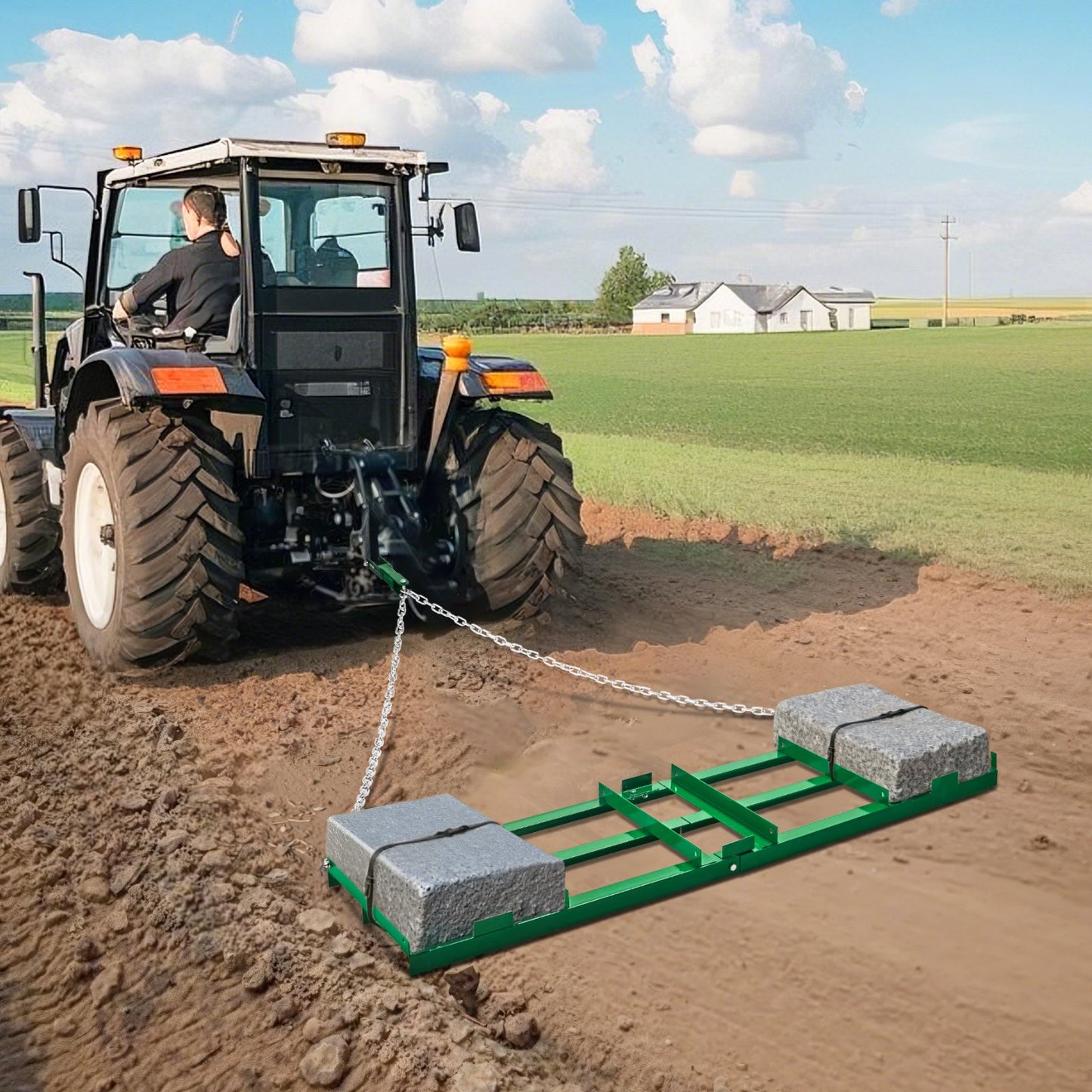 Heavy Duty 6 Ft Tow Behind Drag Harrow for Driveway & Lawn Grading