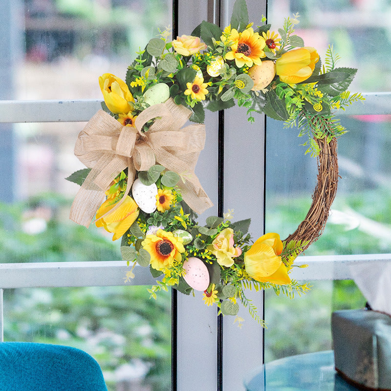 40cm Easter Rattan Door Hanging Wreath Home Decor