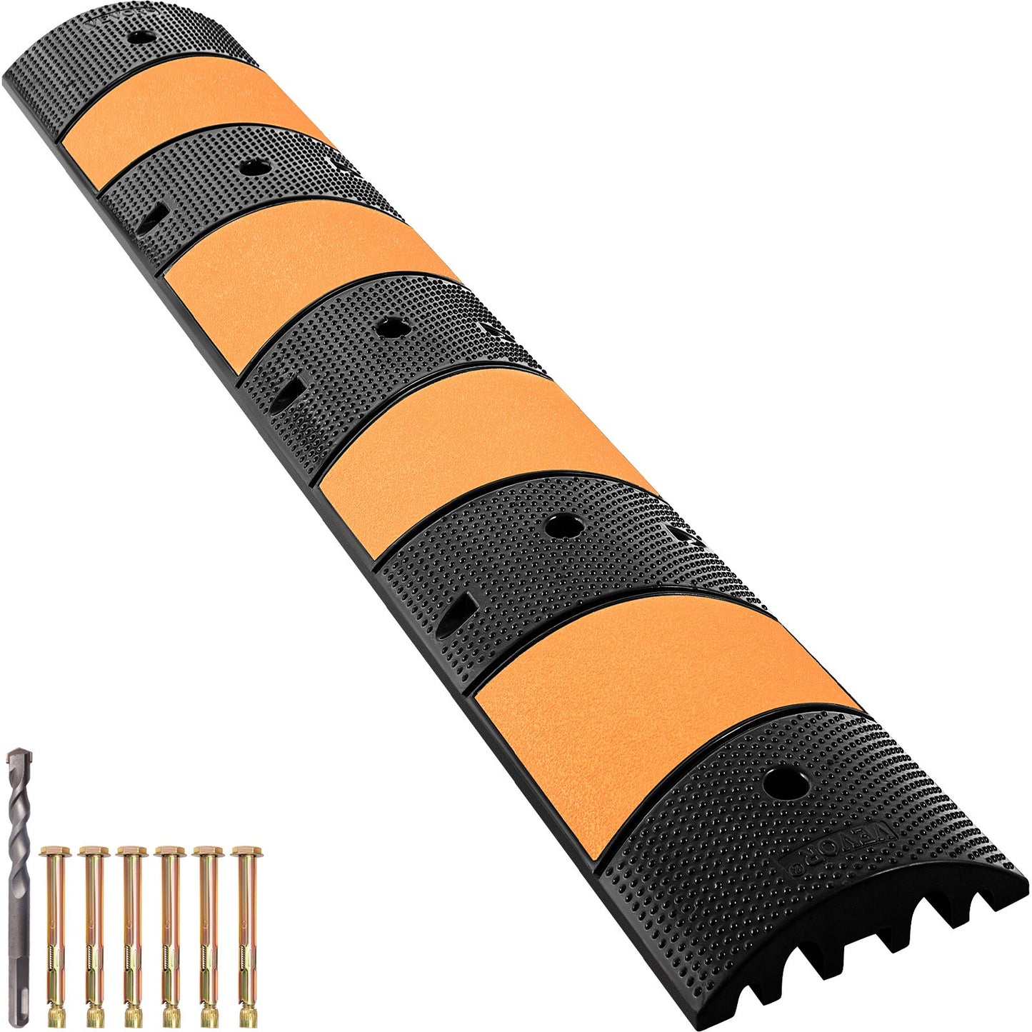 Yellow Rubber Speed Bump 72.8 ft Long 2-Channel Driveway Traffic Hump