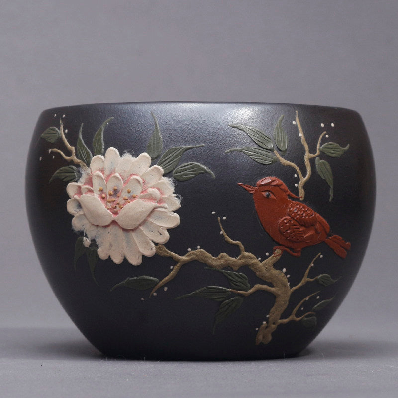 Peony Tea Cup Bowl - 170ml Ceramic Gongfu Style Tea Cup