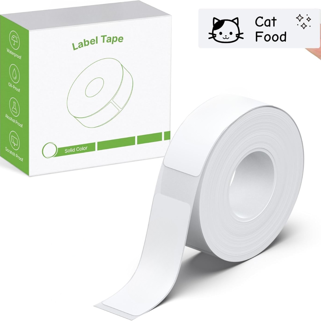Thermal Label Tape Roll for Home & Office - White Laminated Adhesive Refill