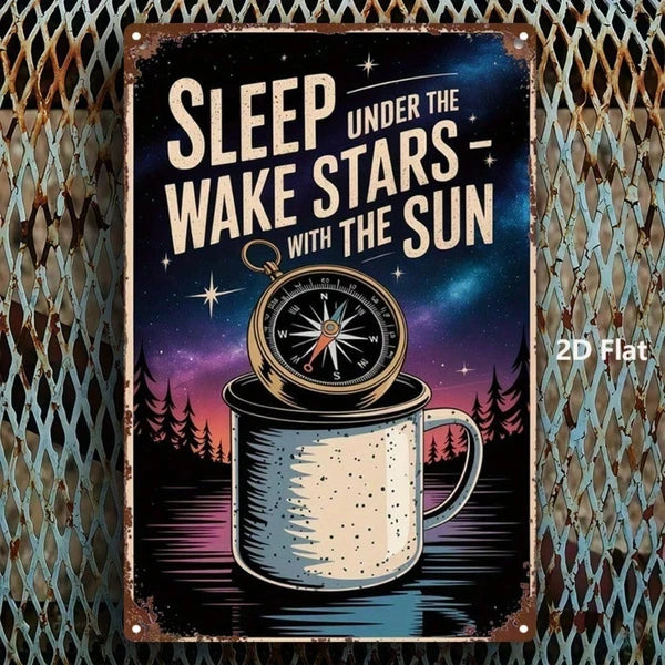 Vintage Night Sky Star Compass Metal Sign - 20cm x 20cm