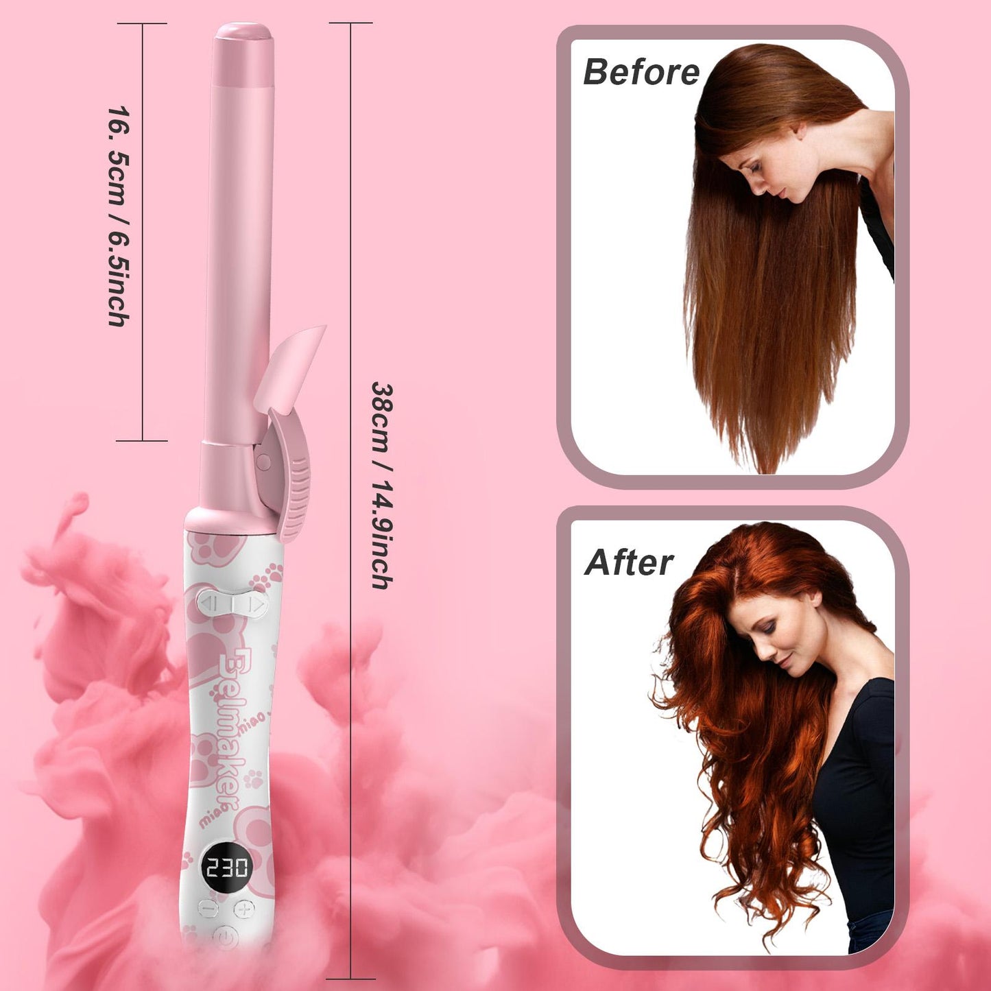 Rotating Ceramic Curling Iron - 1-Inch Barrel with Auto Shut-Off