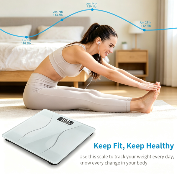 Slim White Personal Scale - High Precision, 180kg Capacity