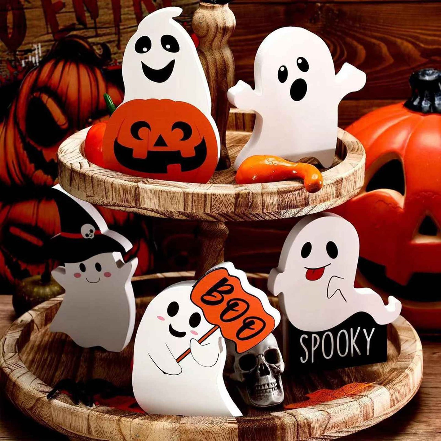 5 Cute Ghost Table Signs - PVC Festival Decorations
