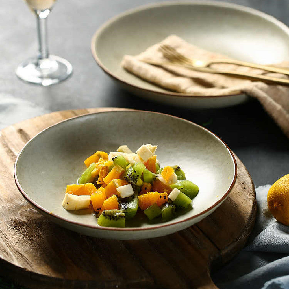 Retro Ceramic Deep Dinner Plates Set - Household Tableware