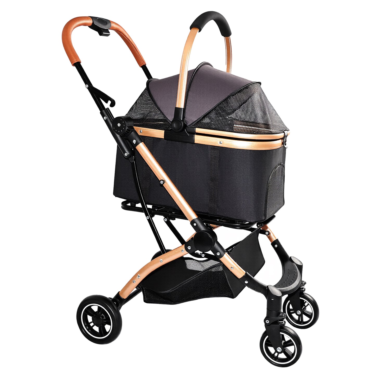 Pet Stroller for Dogs and Cats - Foldable 2-in-1 Detachable Design with Sun Canopy