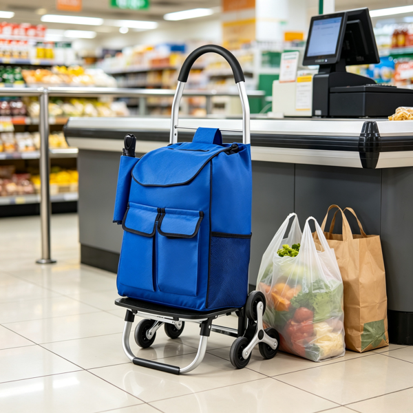 36L Folding Stair Climber Cart with 6 Wheels for Groceries & Laundry