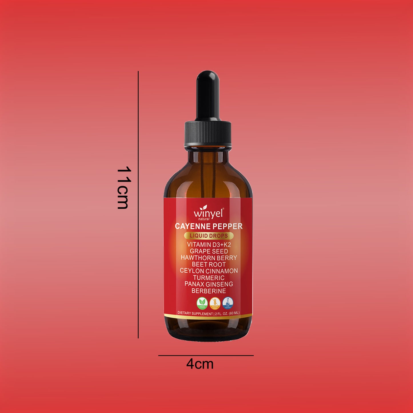 7-in-1 Herbal Liquid Drops - Cayenne, Beet Root, Turmeric & Berberine - 60ml