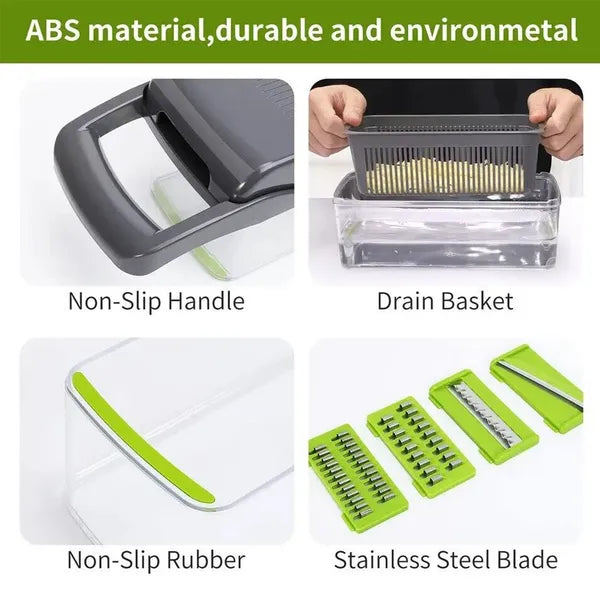 15-in-1 Multifunctional Vegetable Chopper with Non-Slip Design