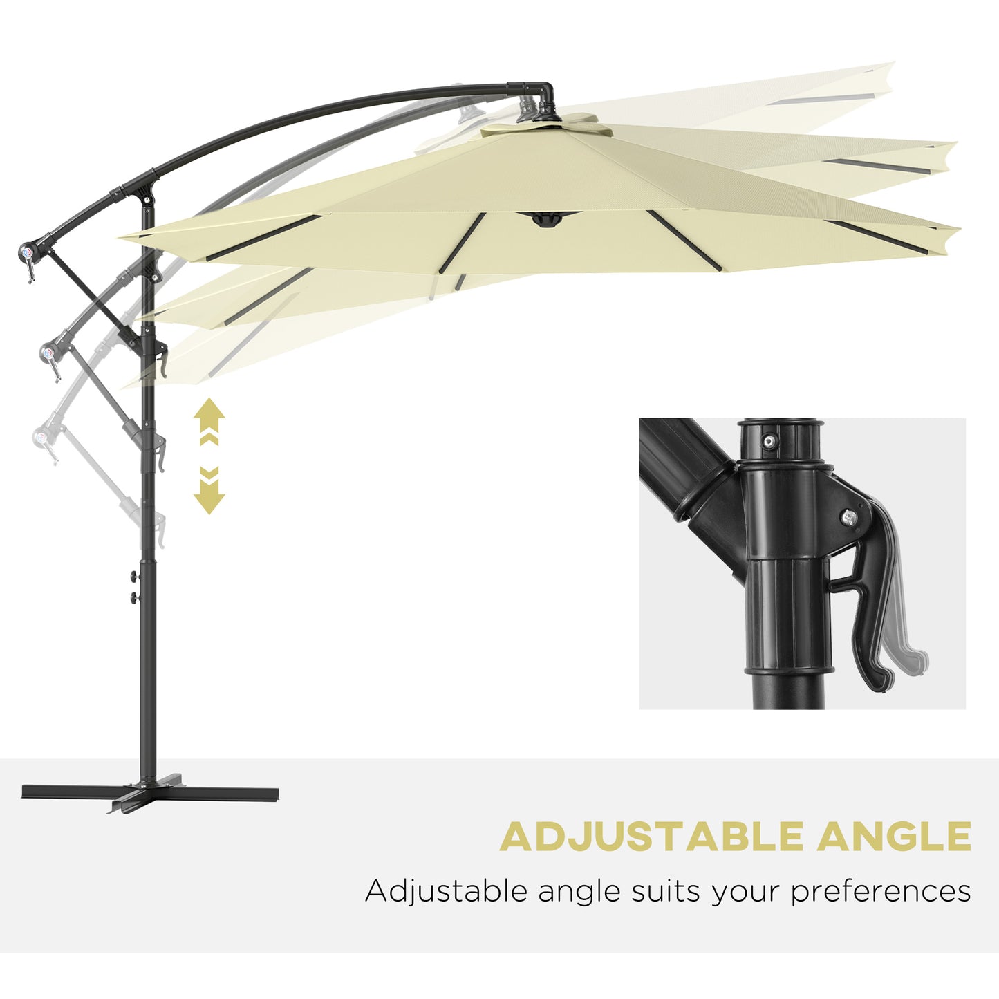 10' Cantilever Offset Patio Umbrella - UV & Water Resistant, Beige
