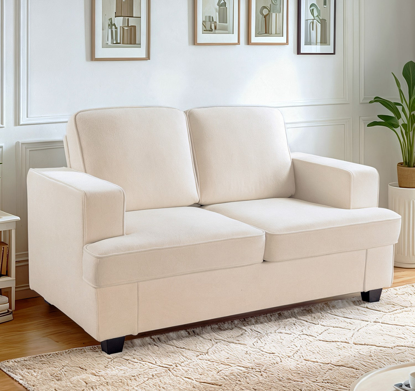 Modern Velvet Loveseat, Comfortable 2 Seater Couch With Deep Seating