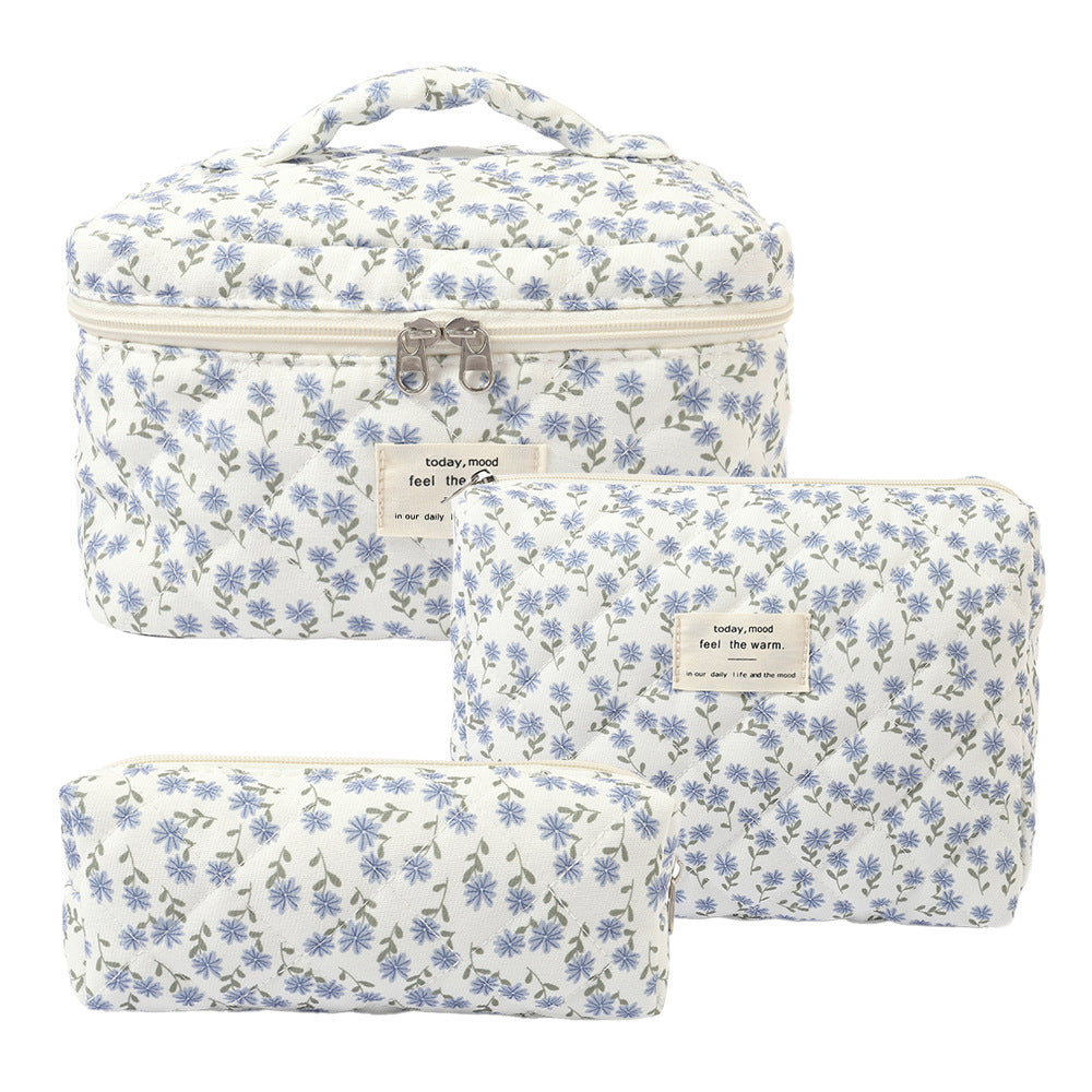 Large Capacity Portable Cosmetic Bag with Floral Design - Travel Makeup Organizer