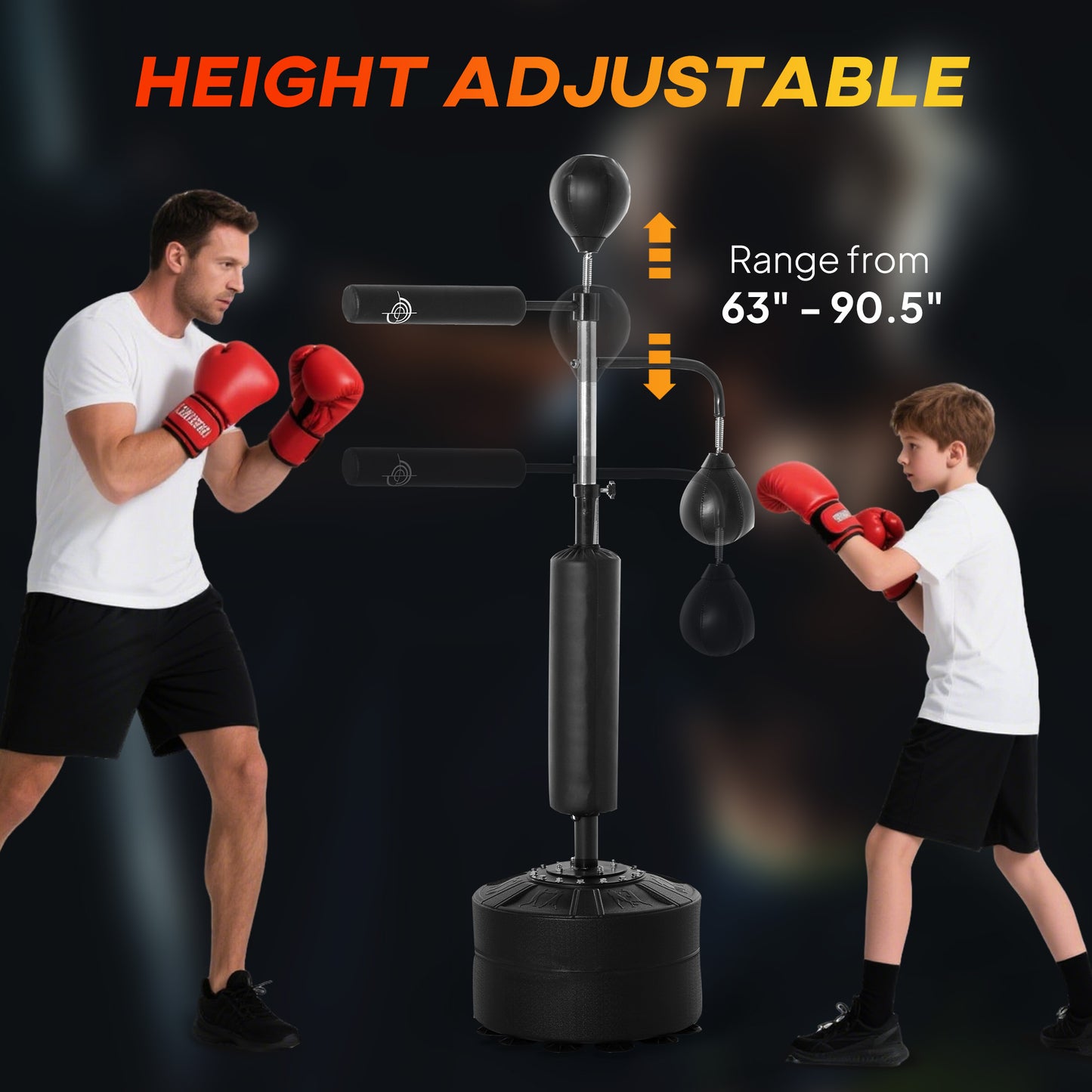 4-in-1 Boxing Punching Bag Stand with Speedballs & Reflex Bar