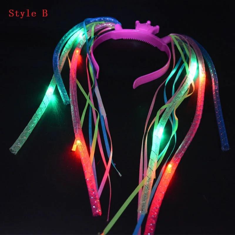 Glow LED Rave Hair Band with Light Up Braids Crown for Festivals & Parties