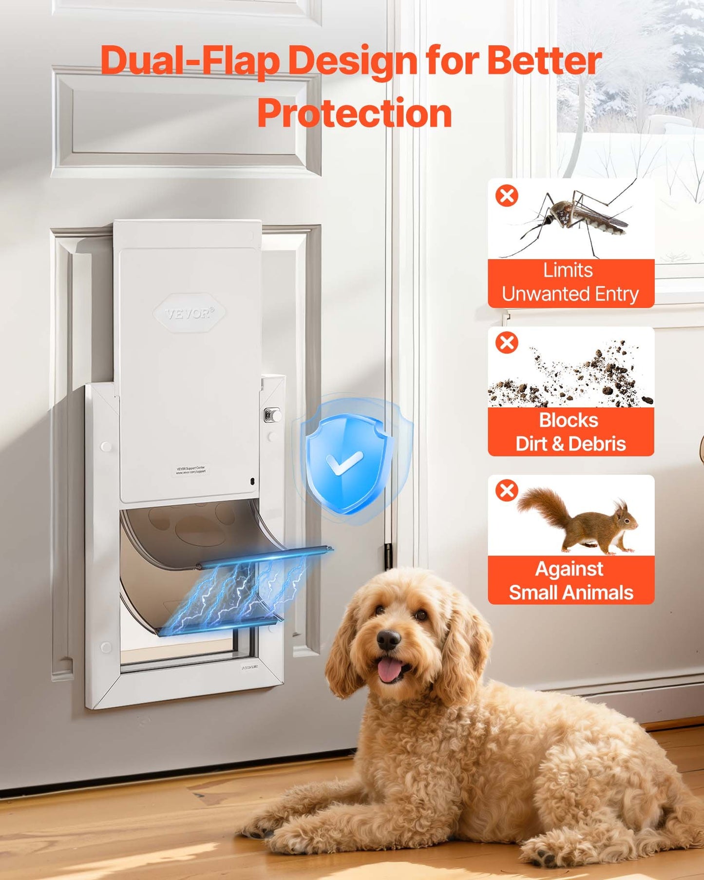 Medium Pet Door with Double Magnetic Flaps & Metal Frame - Weatherproof Dog Door for Indoor & Outdoor Use