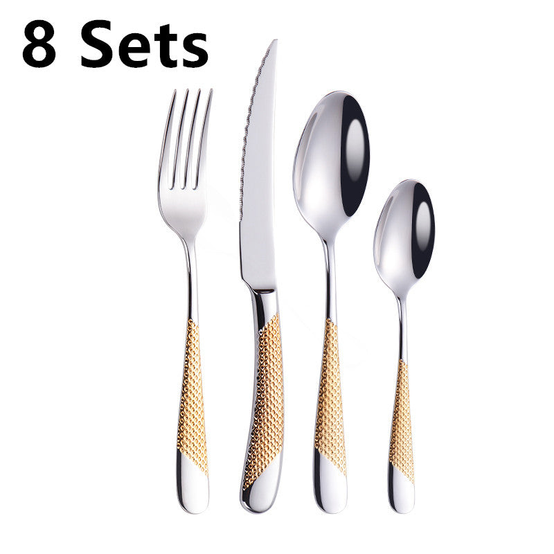Stainless Steel Cutlery Set Kitchen Dinnerware Silver Gold Multiple Styles