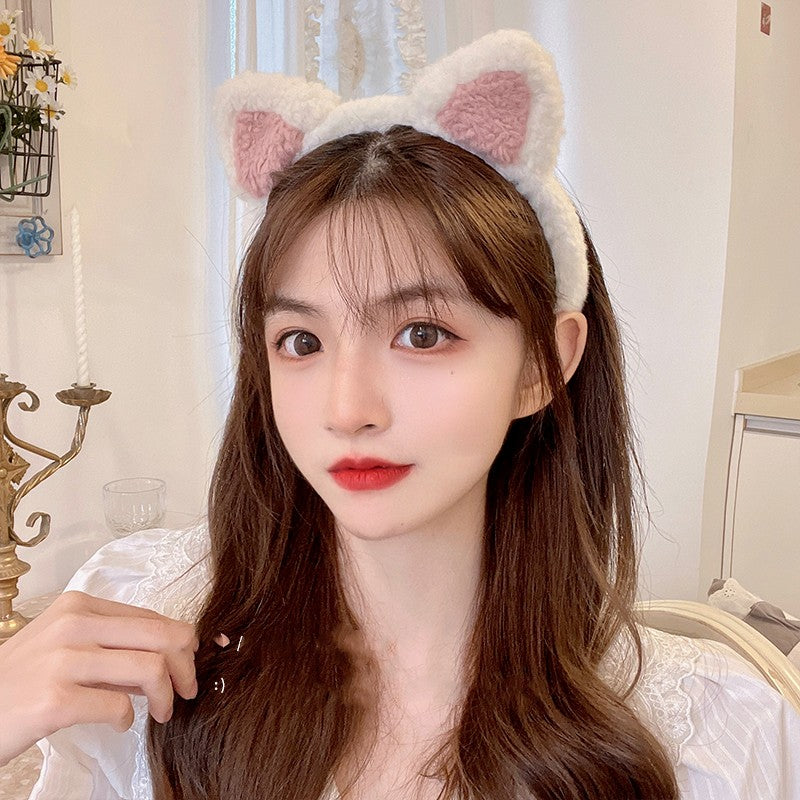 Cute Lambswool Cat Ears Hair Band - Adjustable Hair Accessory for Women