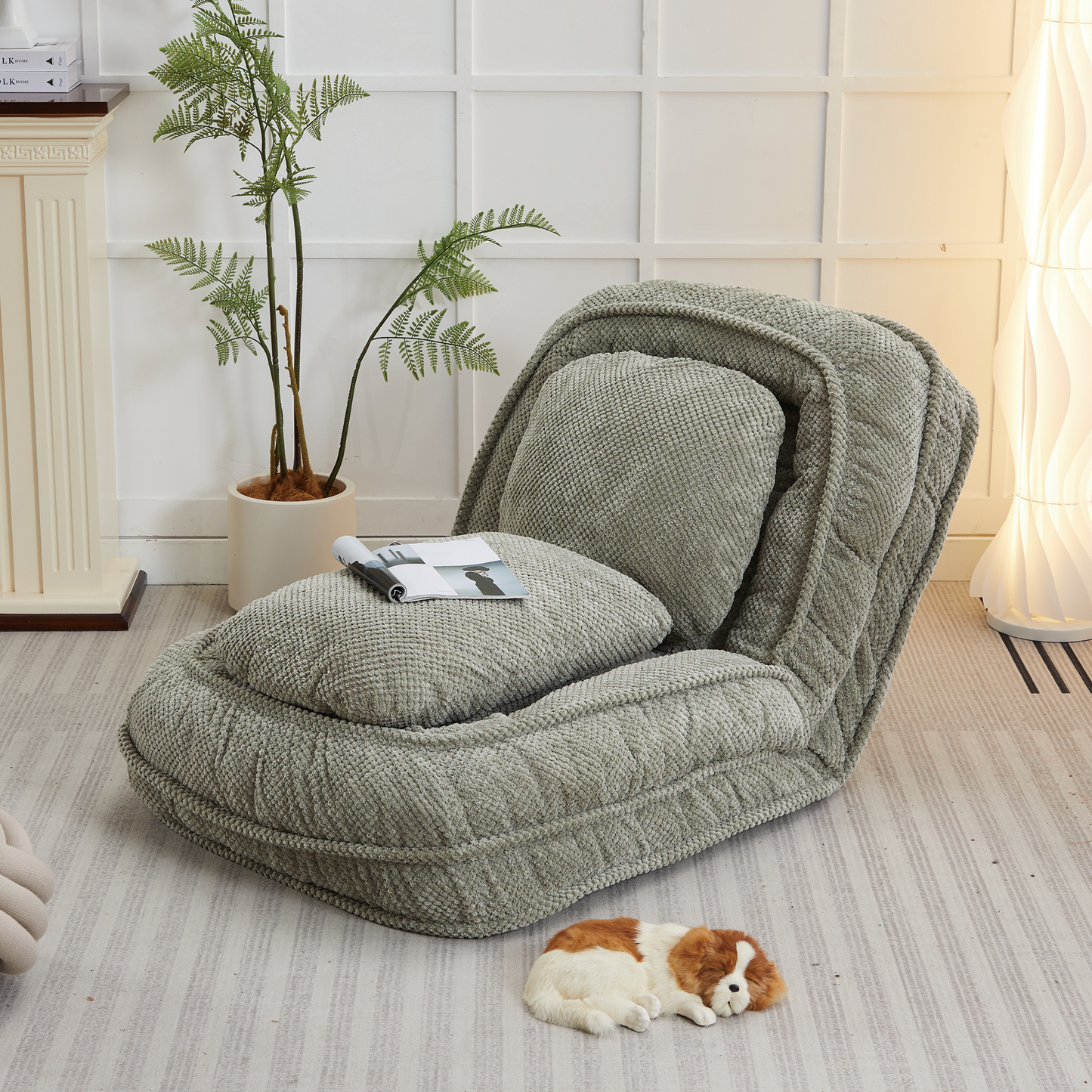 Adjustable Human Dog Bed Lazy Sofa Couch with Foldable Seat Green