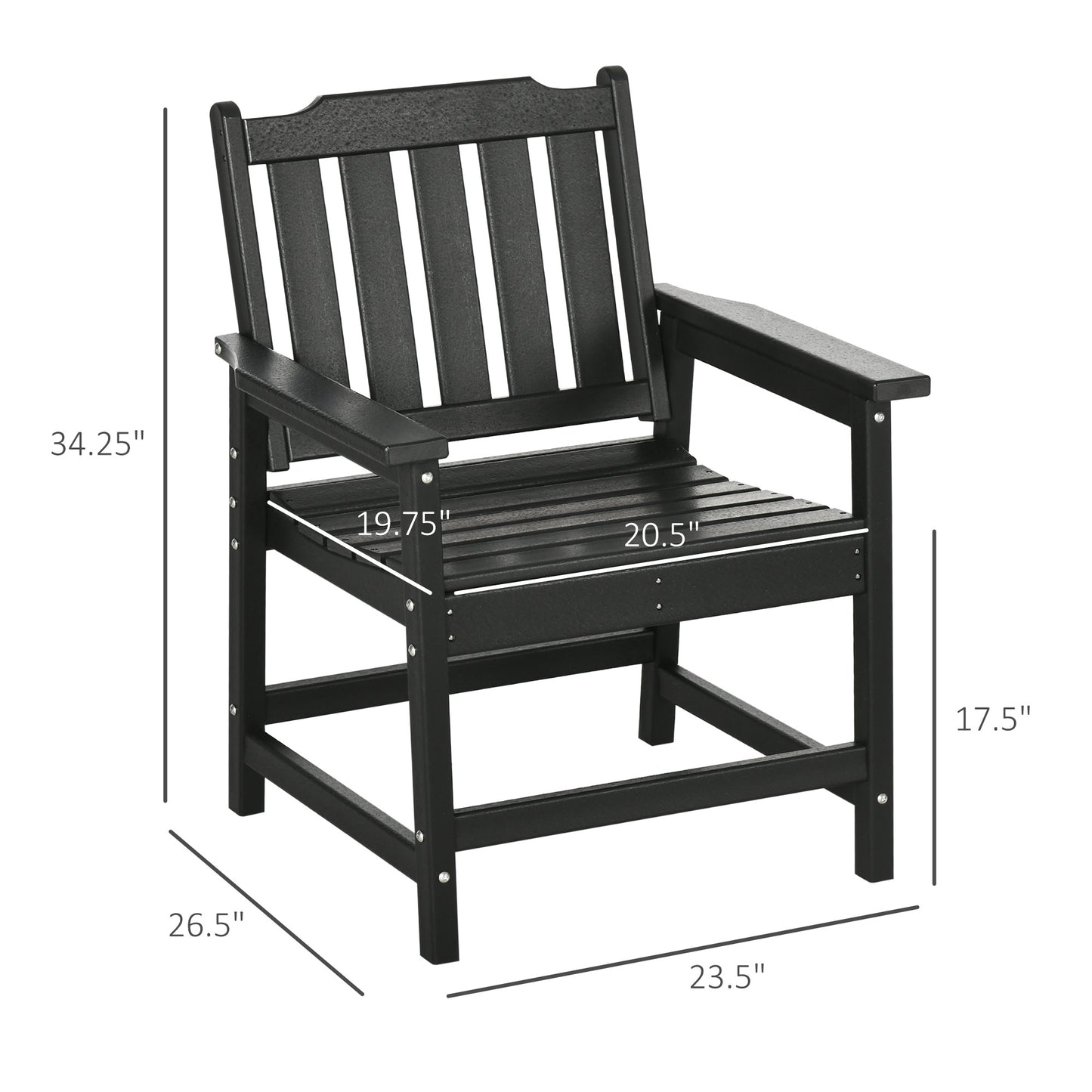 Heavy Duty HDPE Outdoor Dining Chair - Black