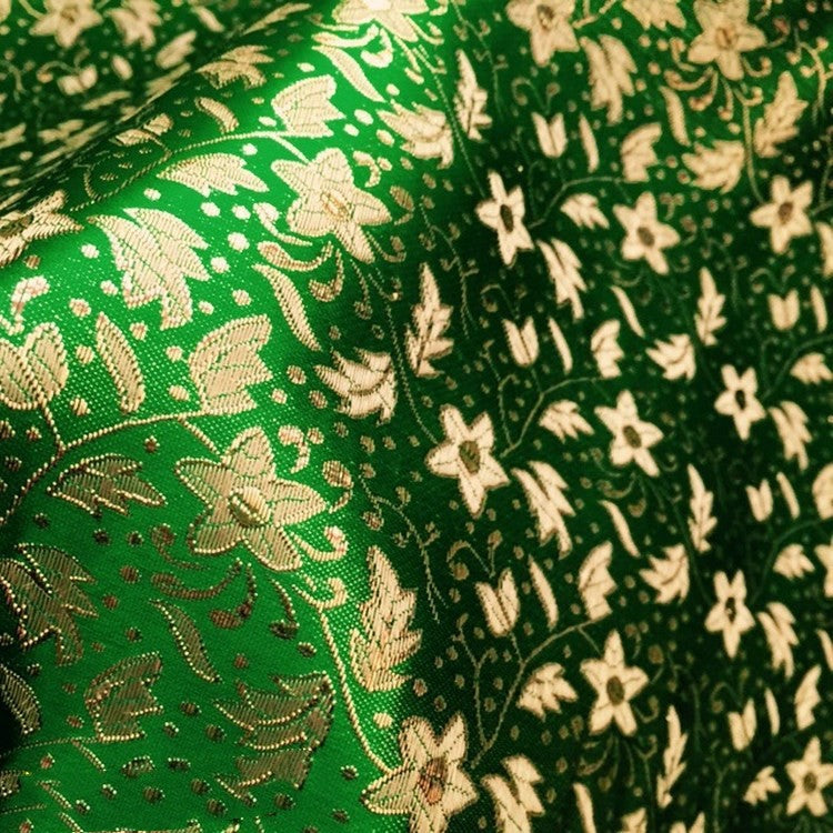 Pentagram Jacquard Fabric - Green & Yellow Home Textile Material 1M
