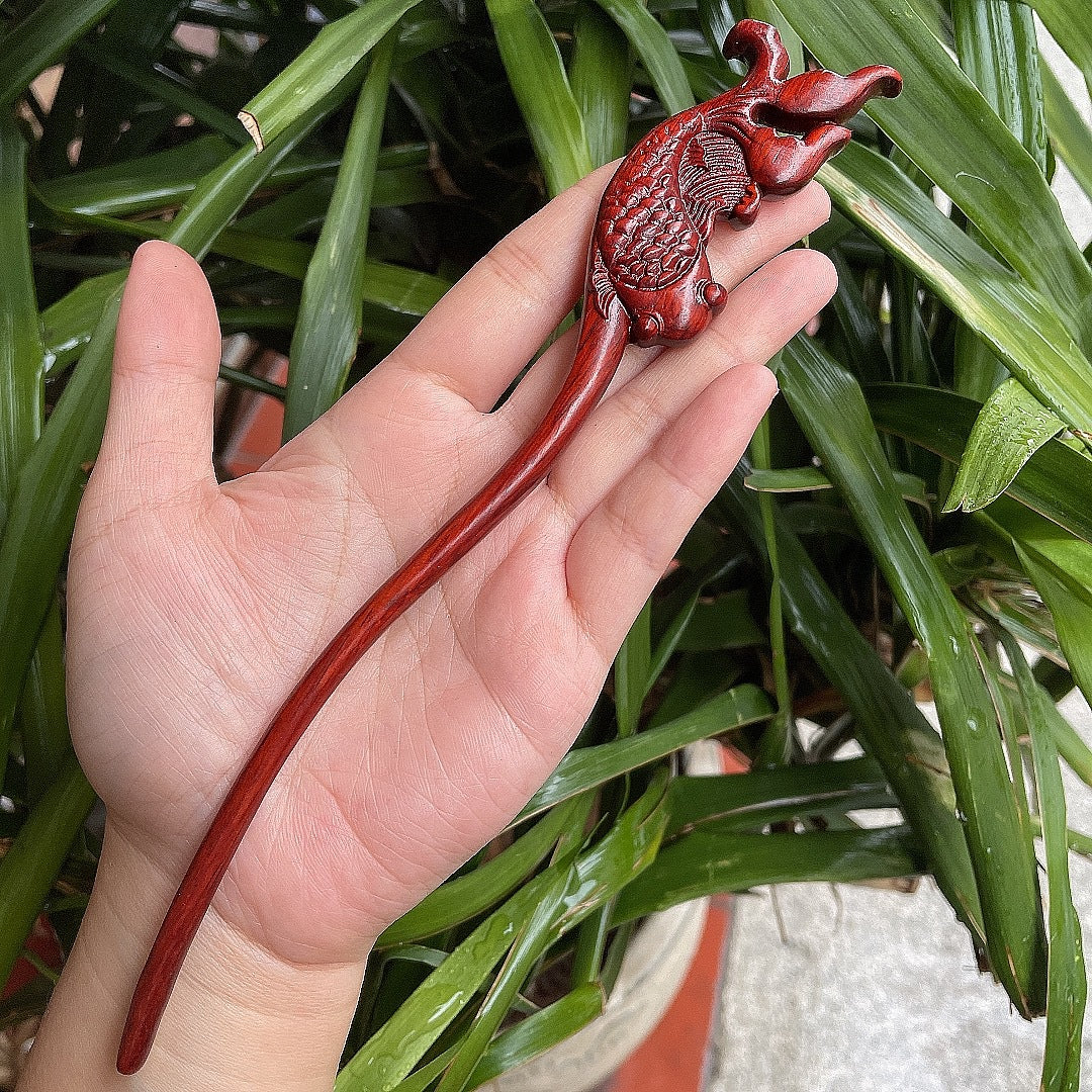 Ebony Antique Carved Hairpin